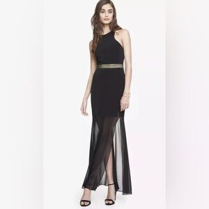 Express Black Crisscross Back Maxi Dress with Sheer Hem Size 2 Preowned